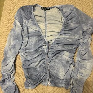 Zara Light Blue Mesh Top